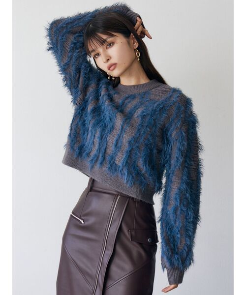 MURUA（ムルーア）の「バイカラーシャギーニット（ニット/セーター・レディース・アイボリー/オレンジ/ブルー・FREE）」の7枚目の写真