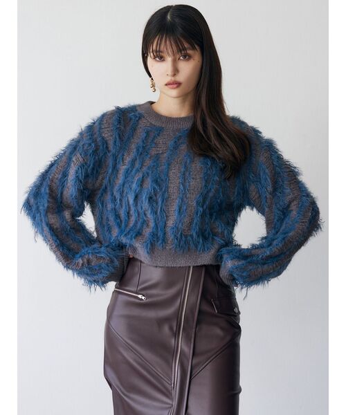 MURUA（ムルーア）の「バイカラーシャギーニット（ニット/セーター・レディース・アイボリー/オレンジ/ブルー・FREE）」の8枚目の写真