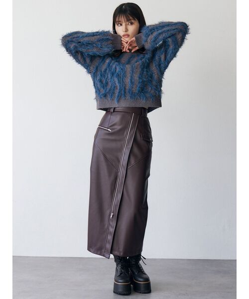 MURUA（ムルーア）の「バイカラーシャギーニット（ニット/セーター・レディース・アイボリー/オレンジ/ブルー・FREE）」の10枚目の写真