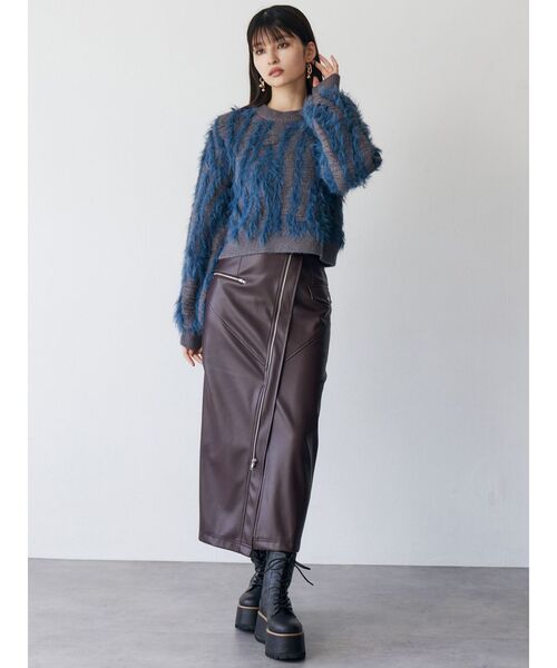 MURUA（ムルーア）の「バイカラーシャギーニット（ニット/セーター・レディース・アイボリー/オレンジ/ブルー・FREE）」の11枚目の写真