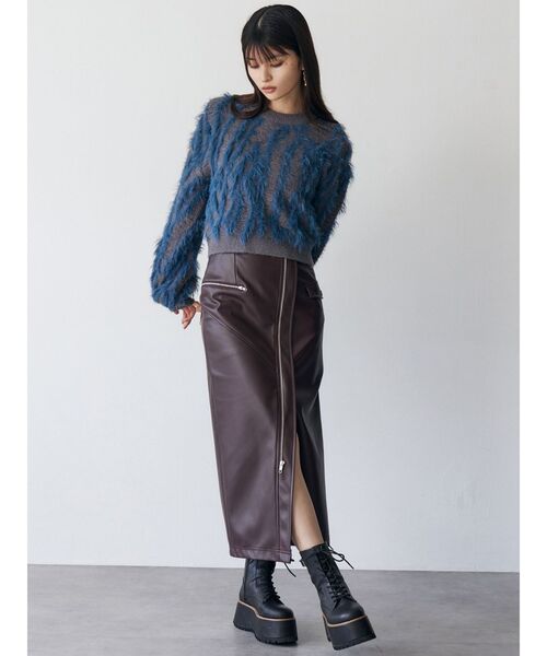 MURUA（ムルーア）の「バイカラーシャギーニット（ニット/セーター・レディース・アイボリー/オレンジ/ブルー・FREE）」の12枚目の写真