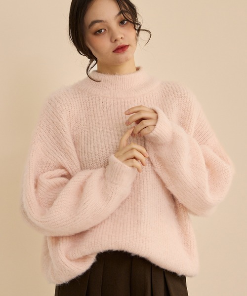 OLUN（オルン）の「high neck mohair like knit/ハイネックモヘアライクニット（ニット/セーター・レディース・ピンク/ブラウン/アイボリー・FREE）」の3枚目の写真