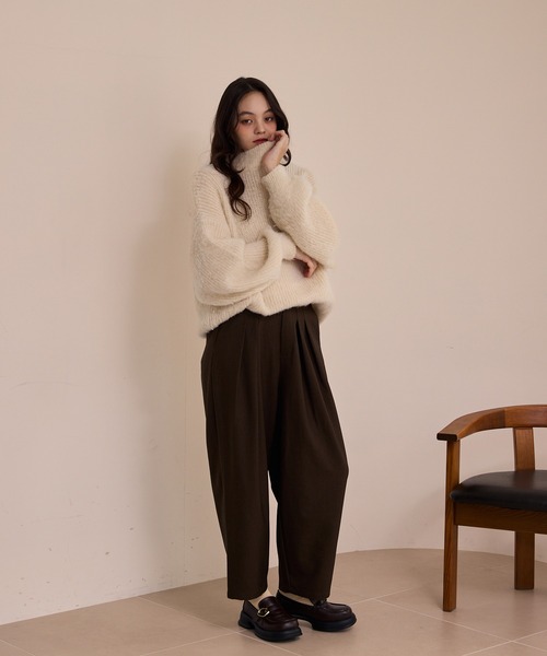 high neck mohair like knit/ハイネックモヘアライクニット（ニット