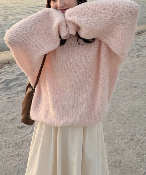 OLUN（オルン）の「high neck mohair like knit/ハイネックモヘアライクニット（ニット/セーター・レディース・ピンク/ブラウン/アイボリー・FREE）」の12枚目の写真