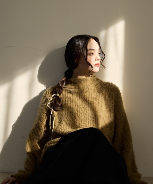 OLUN（オルン）の「high neck mohair like knit/ハイネックモヘアライクニット（ニット/セーター・レディース・ピンク/ブラウン/アイボリー・FREE）」の6枚目の写真