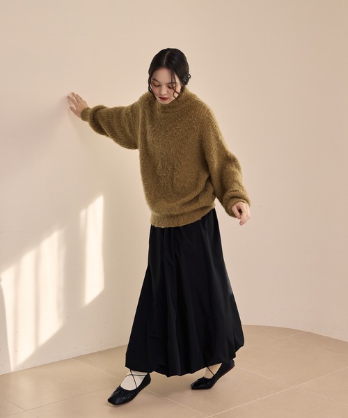 OLUN（オルン）の「high neck mohair like knit/ハイネックモヘアライクニット（ニット/セーター・レディース・ピンク/ブラウン/アイボリー・FREE）」の7枚目の写真
