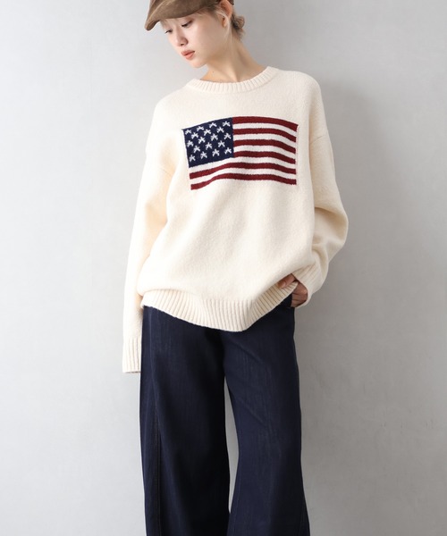 SpRay（スプレイ）の「USAジャガードニット（ニット/セーター・レディース・グレー/アイボリー/ネイビー/チャコールグレー・FREE）」の18枚目の写真