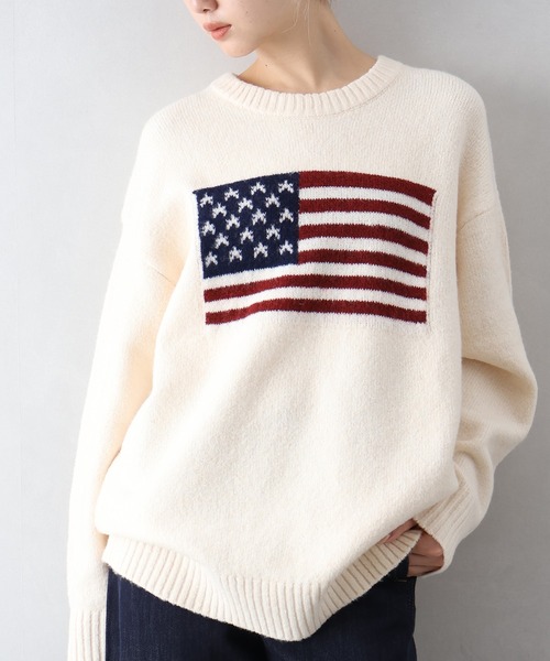 SpRay（スプレイ）の「USAジャガードニット（ニット/セーター・レディース・グレー/アイボリー/ネイビー/チャコールグレー・FREE）」の19枚目の写真