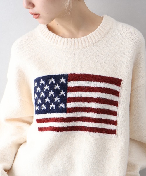 SpRay（スプレイ）の「USAジャガードニット（ニット/セーター・レディース・グレー/アイボリー/ネイビー/チャコールグレー・FREE）」の20枚目の写真