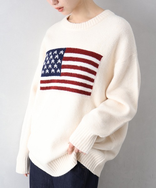 SpRay（スプレイ）の「USAジャガードニット（ニット/セーター・レディース・グレー/アイボリー/ネイビー/チャコールグレー・FREE）」の22枚目の写真