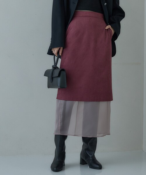 GALLEST(ギャレスト)の「スエードライクレイヤースカート(スカート・レディース・ボルドー/ブラウン系・36/38)」の8枚目の写真