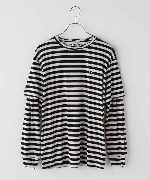 OPEN YY / オープンワイワイ】LAYERED STRIPE TSHIRT YY253TS007