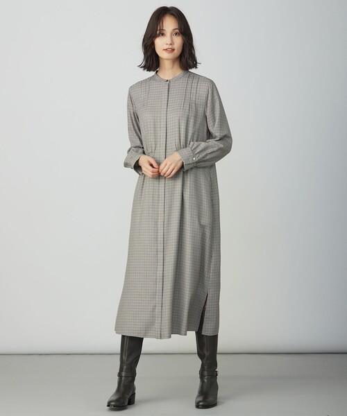 J.PRESS(ジェイプレス)の「サイロチェック ストライプ ワンピース(シャツワンピース・レディース・ネイビー系3/ブラウン系3・T15/T13)」の5枚目の写真