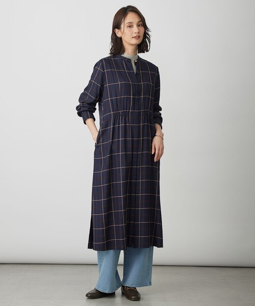 J.PRESS(ジェイプレス)の「サイロチェック ストライプ ワンピース(シャツワンピース・レディース・ネイビー系3/ブラウン系3・T15/T13)」の9枚目の写真