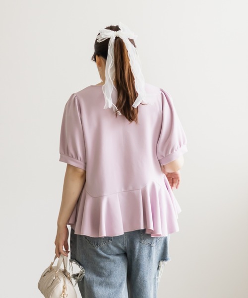 CLETTE(クレット)の「CLETTEオリジナルイレヘムペプラムプルオーバー(Tシャツ/カットソー・レディース・ピンク/オフホワイト/ブラック・LL/3L/4L)」の17枚目の写真