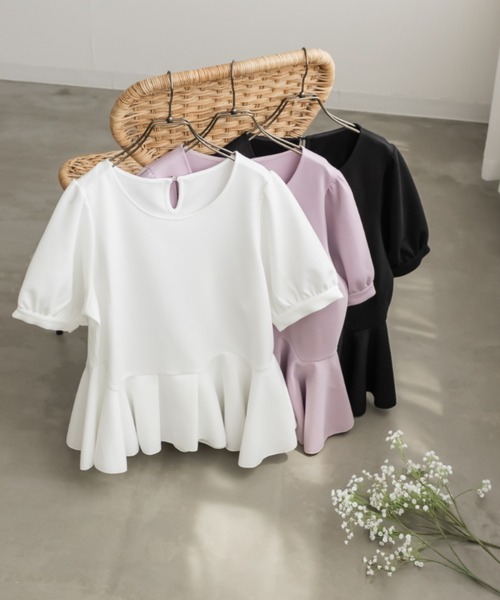 CLETTE(クレット)の「CLETTEオリジナルイレヘムペプラムプルオーバー(Tシャツ/カットソー・レディース・ピンク/オフホワイト/ブラック・LL/3L/4L)」の18枚目の写真