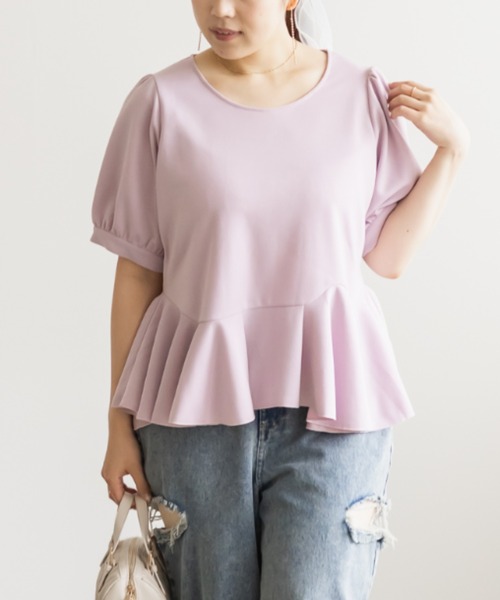 CLETTE(クレット)の「CLETTEオリジナルイレヘムペプラムプルオーバー(Tシャツ/カットソー・レディース・ピンク/オフホワイト/ブラック・LL/3L/4L)」の14枚目の写真