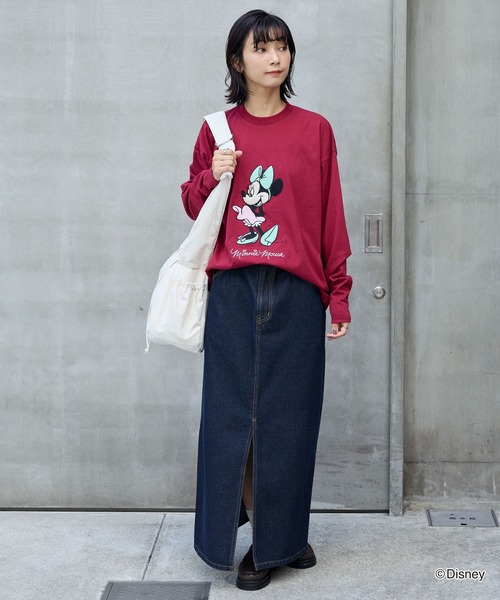 Disney(ディズニー)の「【Disney】別注 ミニーマウス オールドグラフィック オーバーサイズ 長袖Tシャツ(Tシャツ/カットソー・レディース・ブラック系/スミクロ/ワイン系/オフホワイト/ワイン・L/M)」の12枚目の写真