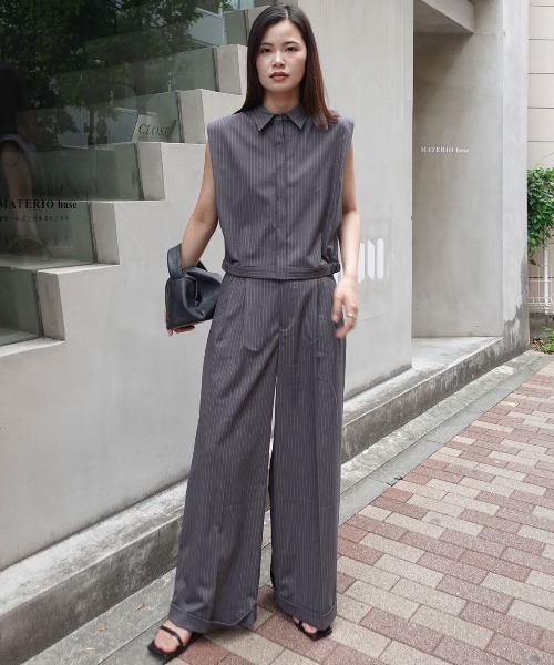 CORNERS(コーナーズ)の「ワイドストレートスラックスパンツ(スラックス・レディース・ホワイト×グレー/ブラック×ホワイト・マルチサイズ)」の4枚目の写真