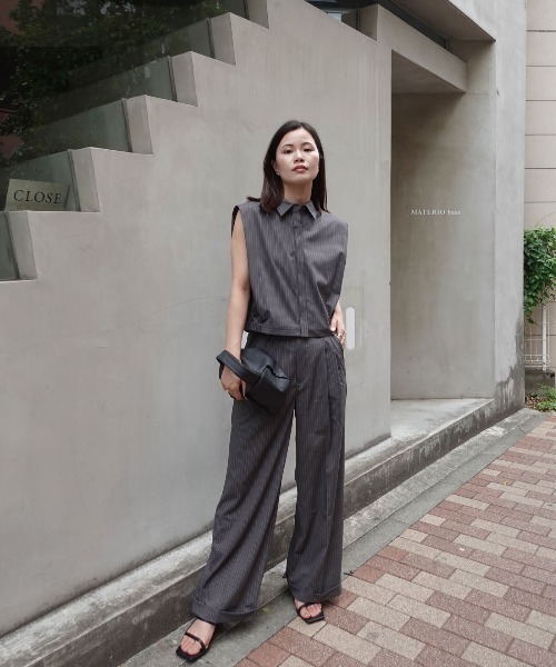 CORNERS(コーナーズ)の「ワイドストレートスラックスパンツ(スラックス・レディース・ホワイト×グレー/ブラック×ホワイト・マルチサイズ)」の6枚目の写真