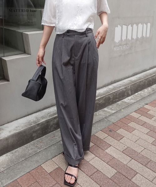 CORNERS(コーナーズ)の「ワイドストレートスラックスパンツ(スラックス・レディース・ホワイト×グレー/ブラック×ホワイト・マルチサイズ)」の8枚目の写真