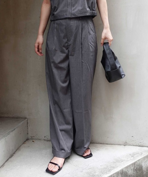 CORNERS(コーナーズ)の「ワイドストレートスラックスパンツ(スラックス・レディース・ホワイト×グレー/ブラック×ホワイト・マルチサイズ)」の13枚目の写真