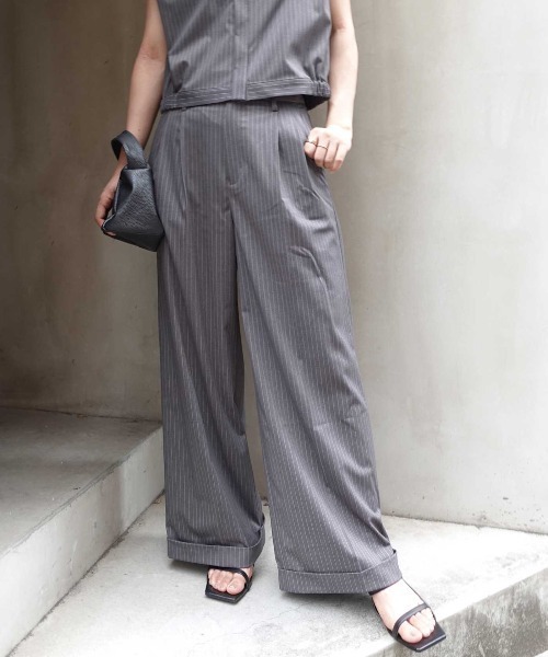 CORNERS(コーナーズ)の「ワイドストレートスラックスパンツ(スラックス・レディース・ホワイト×グレー/ブラック×ホワイト・マルチサイズ)」の14枚目の写真