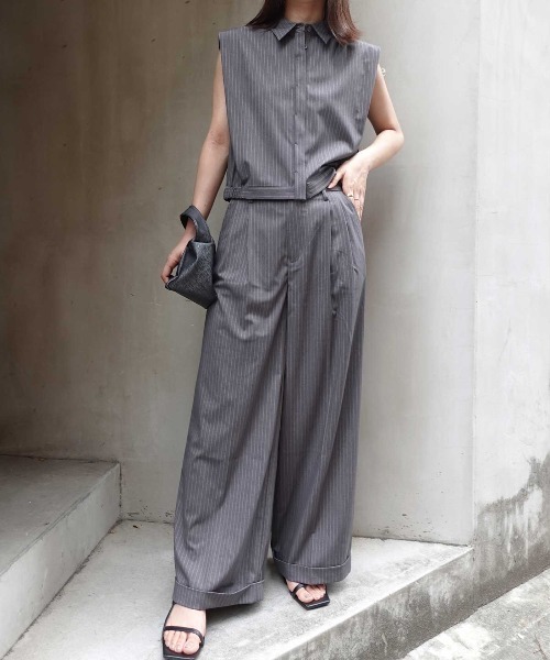 CORNERS(コーナーズ)の「ワイドストレートスラックスパンツ(スラックス・レディース・ホワイト×グレー/ブラック×ホワイト・マルチサイズ)」の15枚目の写真