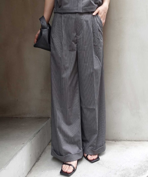 CORNERS(コーナーズ)の「ワイドストレートスラックスパンツ(スラックス・レディース・ホワイト×グレー/ブラック×ホワイト・マルチサイズ)」の16枚目の写真