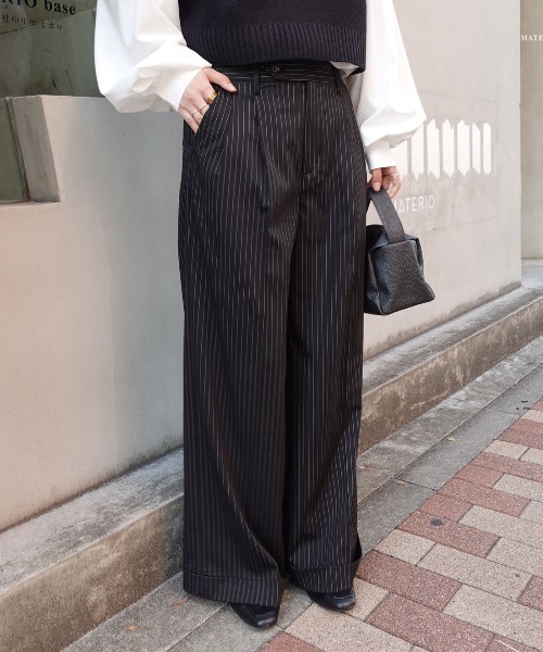 CORNERS(コーナーズ)の「ワイドストレートスラックスパンツ(スラックス・レディース・ホワイト×グレー/ブラック×ホワイト・マルチサイズ)」の20枚目の写真