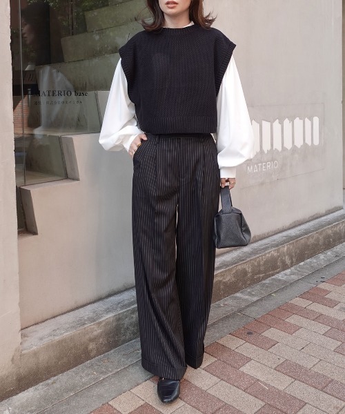 CORNERS(コーナーズ)の「ワイドストレートスラックスパンツ(スラックス・レディース・ホワイト×グレー/ブラック×ホワイト・マルチサイズ)」の21枚目の写真