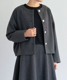 ビアズリー ノーカラーレザージャケット グレー 美品！ BEADSLEY BEARDSLEY（ビアズリー）の「レザージャケット（ノーカラー