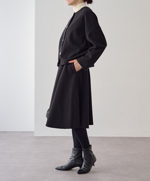 LIVETART(リヴェタート)の「メルトンジャージー前後プルオーバー(ノーカラージャケット・レディース・チャコールグレー/ブラック・FREE)」の8枚目の写真