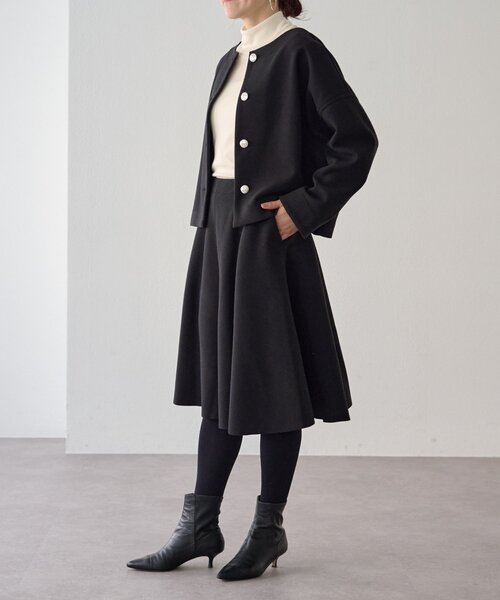 LIVETART(リヴェタート)の「メルトンジャージー前後プルオーバー(ノーカラージャケット・レディース・チャコールグレー/ブラック・FREE)」の14枚目の写真