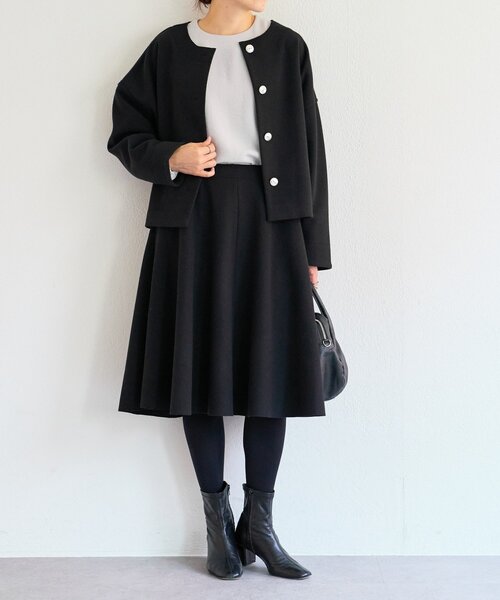 LIVETART(リヴェタート)の「メルトンジャージー前後プルオーバー(ノーカラージャケット・レディース・チャコールグレー/ブラック・FREE)」の15枚目の写真