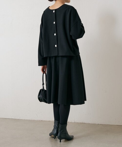 LIVETART(リヴェタート)の「メルトンジャージー前後プルオーバー(ノーカラージャケット・レディース・チャコールグレー/ブラック・FREE)」の19枚目の写真