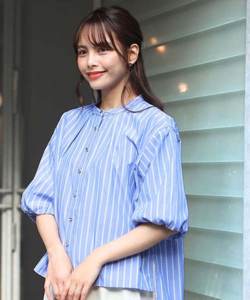 Ehre style(エーレスタイル)の「着回し力あり!オフィスも休日もバルーン袖シャツ(シャツ/ブラウス・レディース・ライトブルー/ブルー・FREE)」の3枚目の写真