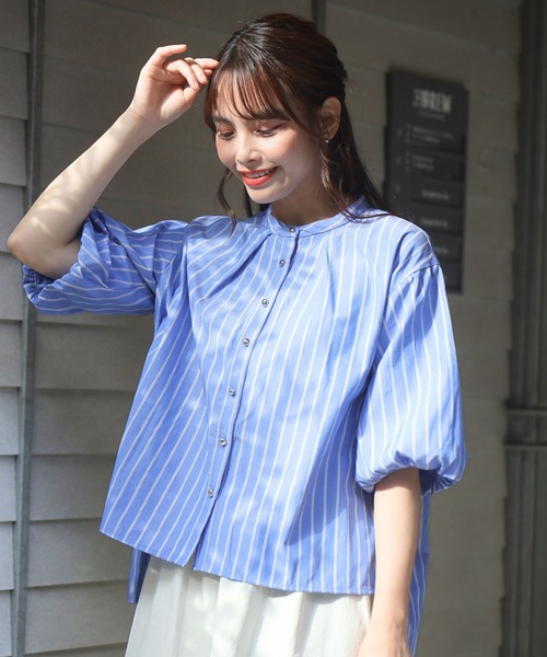 Ehre style(エーレスタイル)の「着回し力あり!オフィスも休日もバルーン袖シャツ(シャツ/ブラウス・レディース・ライトブルー/ブルー・FREE)」の8枚目の写真