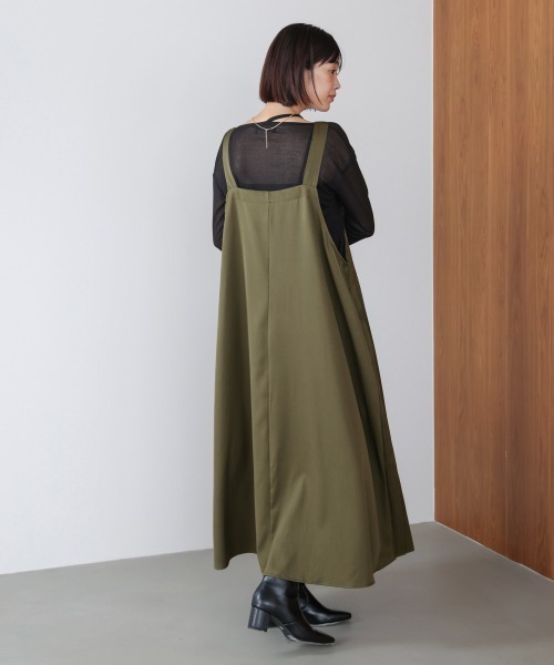 Bou Jeloud（ブージュルード）の「肩ベルトブロッキングジャンスカ（ワンピース・レディース・ブラック/カーキ・38）」の10枚目の写真