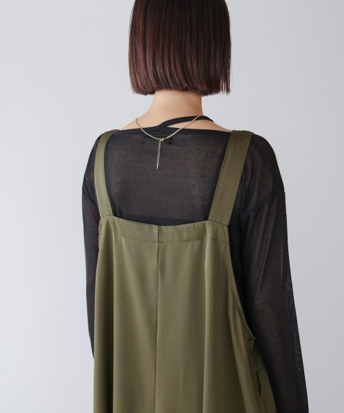 Bou Jeloud（ブージュルード）の「肩ベルトブロッキングジャンスカ（ワンピース・レディース・ブラック/カーキ・38）」の12枚目の写真