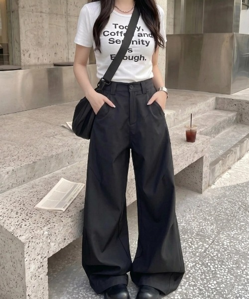 cammie(キャミー)の「バックラインワイドパンツ(その他パンツ・レディース・ブラック・L/M)」の1枚目の写真