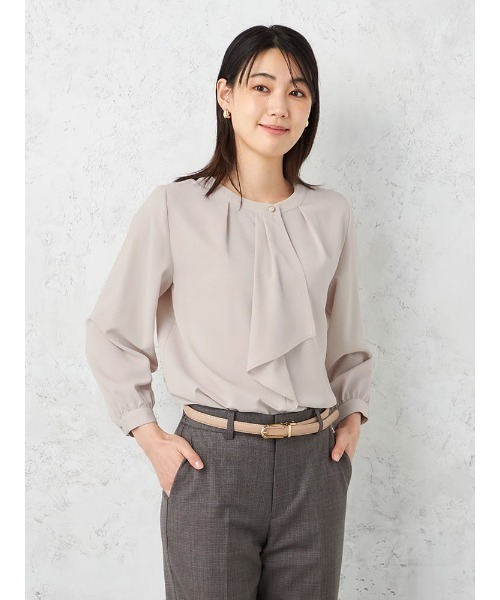HARUYAMA(ハルヤマ)の「ボウタイ 9分袖ブラウス UV加工【SOFFICE BEAUTYVEIL】(シャツ/ブラウス・レディース・ブラウン/オフホワイト/ベージュ・LL/L/M/S)」の3枚目の写真