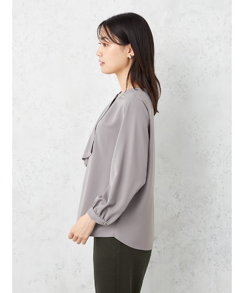 HARUYAMA(ハルヤマ)の「ボウタイ 9分袖ブラウス UV加工【SOFFICE BEAUTYVEIL】(シャツ/ブラウス・レディース・ブラウン/オフホワイト/ベージュ・LL/L/M/S)」の8枚目の写真