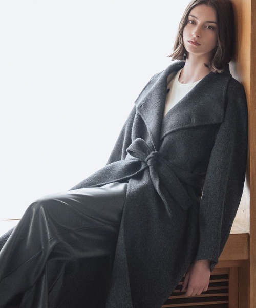 セール】【2025AW】【ウール100％】ビッグカラー ロング丈 ガウン