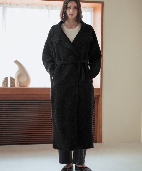 セール】【2025AW】【ウール100％】ビッグカラー ロング丈 ガウン