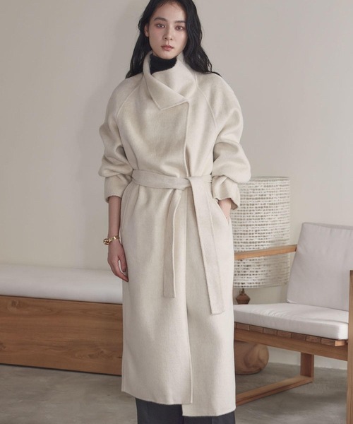 セール】【2025AW】【ウール100％】ビッグカラー ロング丈 ガウン