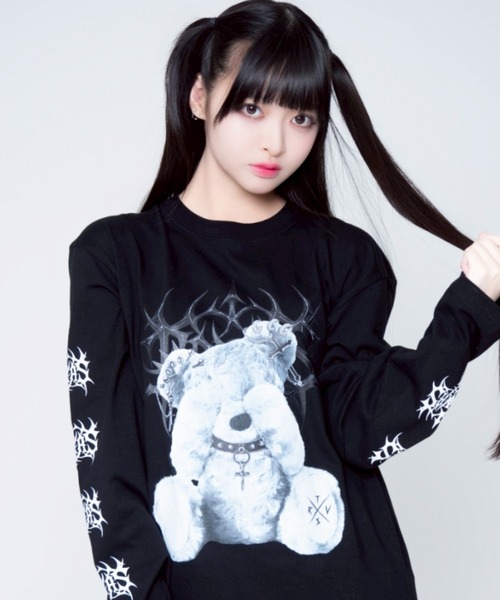 トラバス トーキョー くまプリントロングスリーブカットソー TRAVAS TOKYO/トラバス トーキョー』くまプリントL/S Tee/ロング