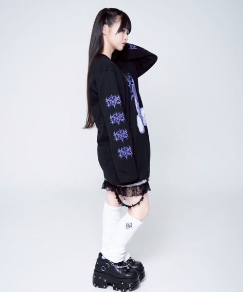 TRAVAS TOKYO（トラバス トウキョウ）の「『TRAVAS TOKYO/トラバス トーキョー』くまプリントL/S Tee/ロングスリーブカットソー（Tシャツ/カットソー・レディース・ブラック×ホワイト/レオパード/ブラック×パープル/ホワイト×ブラック・FREE）」の11枚目の写真