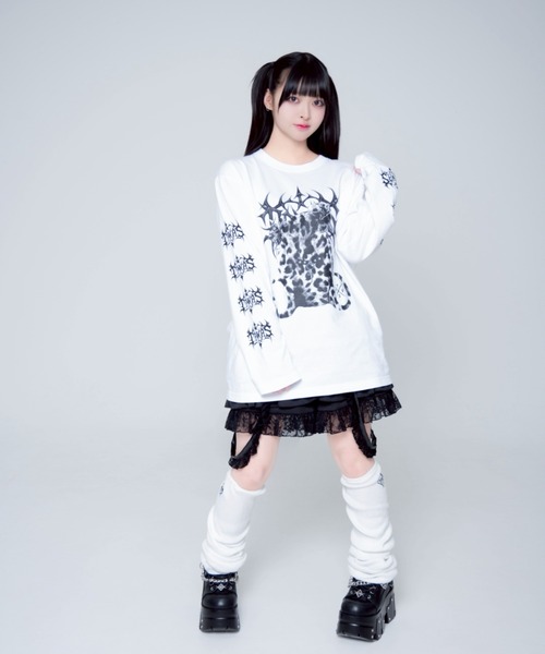 TRAVAS TOKYO（トラバス トウキョウ）の「『TRAVAS TOKYO/トラバス トーキョー』くまプリントL/S Tee/ロングスリーブカットソー（Tシャツ/カットソー・レディース・ブラック×ホワイト/レオパード/ブラック×パープル/ホワイト×ブラック・FREE）」の15枚目の写真