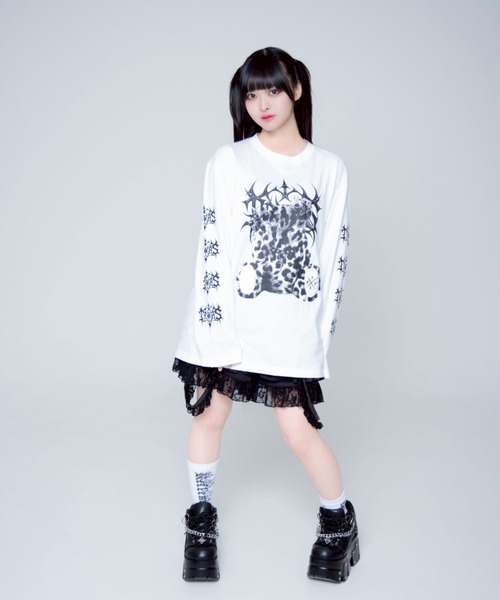 TRAVAS TOKYO（トラバス トウキョウ）の「『TRAVAS TOKYO/トラバス トーキョー』くまプリントL/S Tee/ロングスリーブカットソー（Tシャツ/カットソー・レディース・ブラック×ホワイト/レオパード/ブラック×パープル/ホワイト×ブラック・FREE）」の16枚目の写真